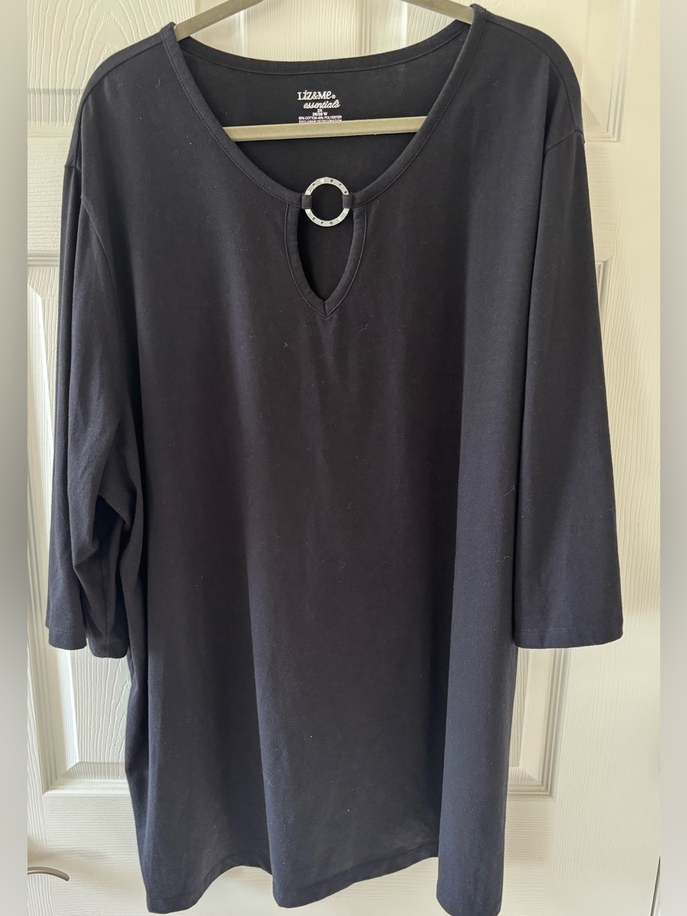 Liz & Me Black Tunic with Silver Ring Neck Detail